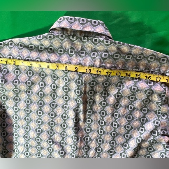 Club Room  Marco Polo .Dress Shirt Mens Medium 15-15 1/2 Beige & Green - Picture 12 of 16